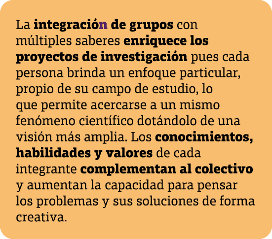  La integraci n de grupos con m ltiples saberes enriquece los proyectos de investigaci n pues cada persona brinda un ...